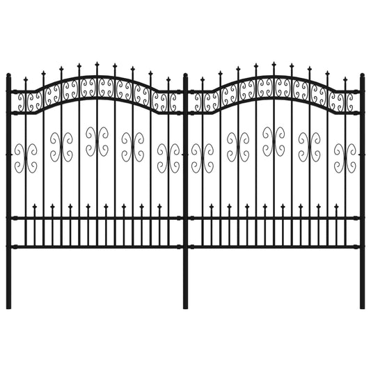 Gartenzaun mit Speerspitze Schwarz 240 x 125 cm Pulverbeschichteter Stahl