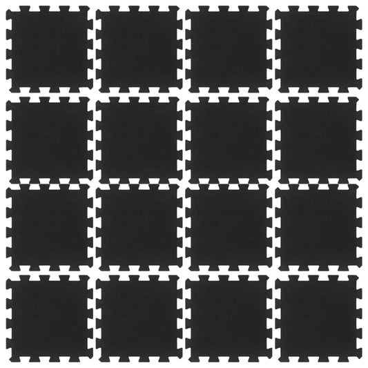 Bodenfliesen aus Gummi 16 Stk. Schwarz 16 mm 30x30 cm