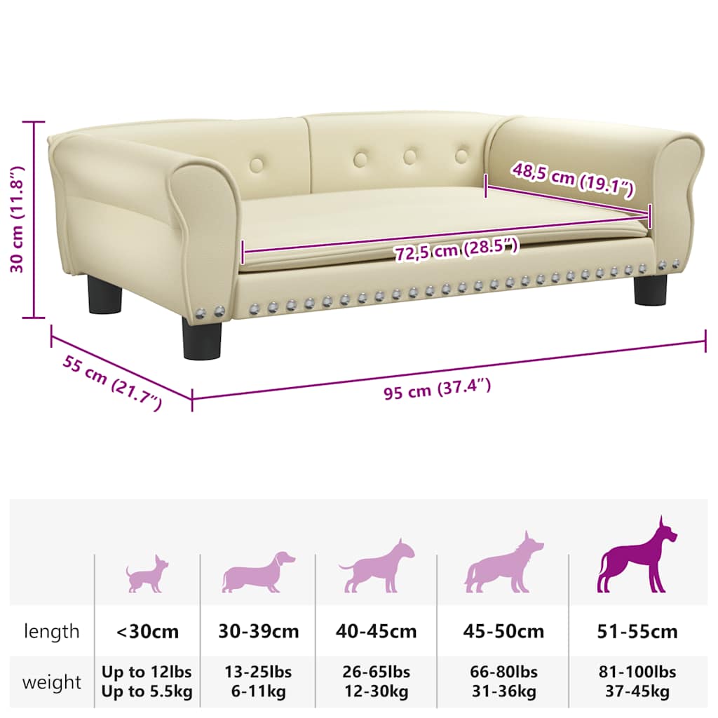 Hundebett Creme 95x55x30 cm Kunstleder