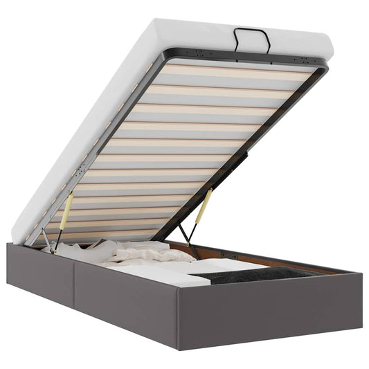 Ottoman-Bett ohne Matratze Grau 90x190 cm Kunstleder