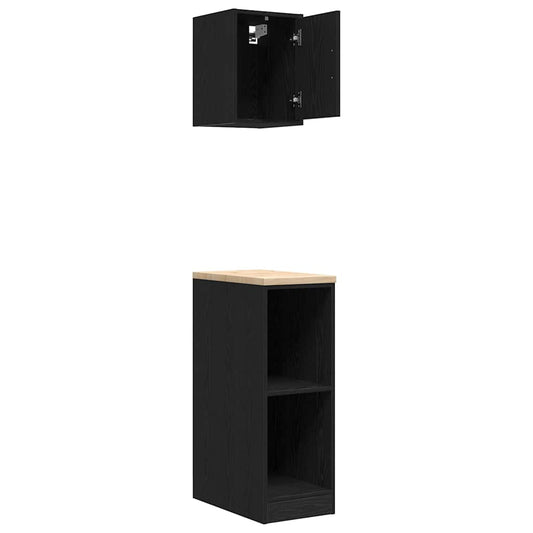 Garagenschränke 2 Stk. Schwarz Holzwerkstoff