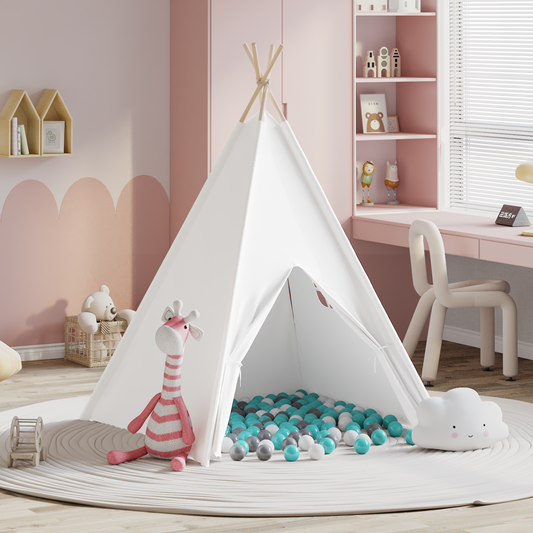 Teepee Zelt Weiß 120 x 120 x 150 cm Stoff und Plastik