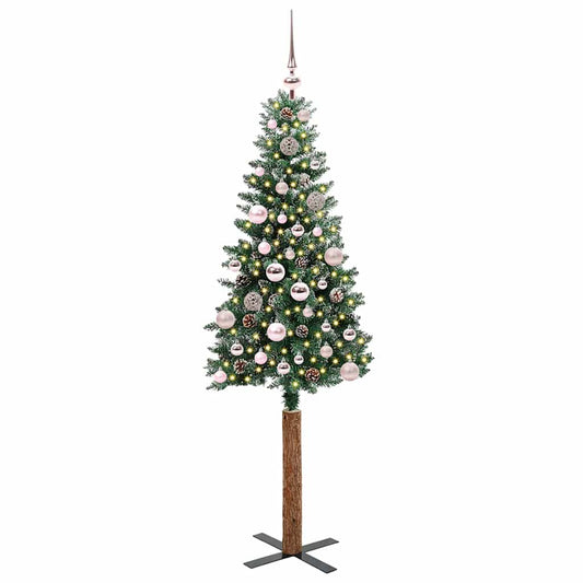 Schlanker Weihnachtsbaum mit 150 LEDs mit Ständer Grün 150 cm