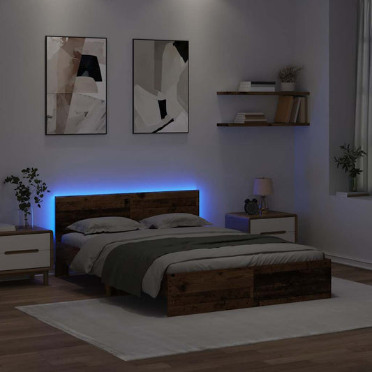 Bettrahmen mit Kopfteil Altholz 120 x 190 cm Holzwerkstoff