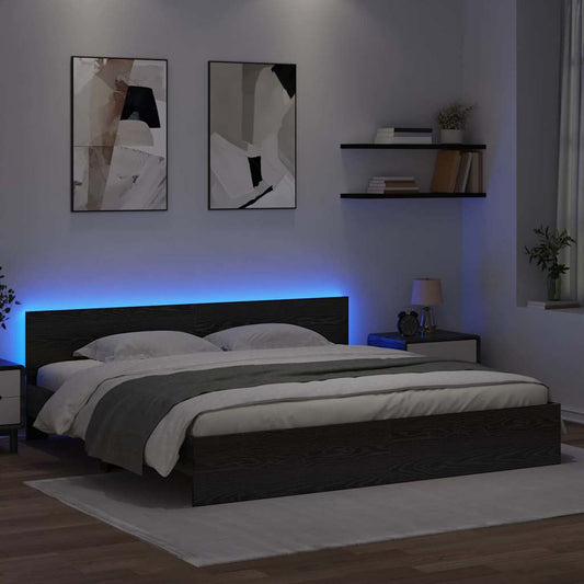 Bettrahmen Schwarz Eichen-Optik 200 x 200 cm Holzwerkstoff