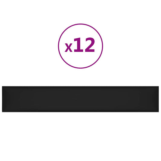 Wandpaneele 12 Stk. Schwarz 90x15 cm Kunstleder 1,62 m²