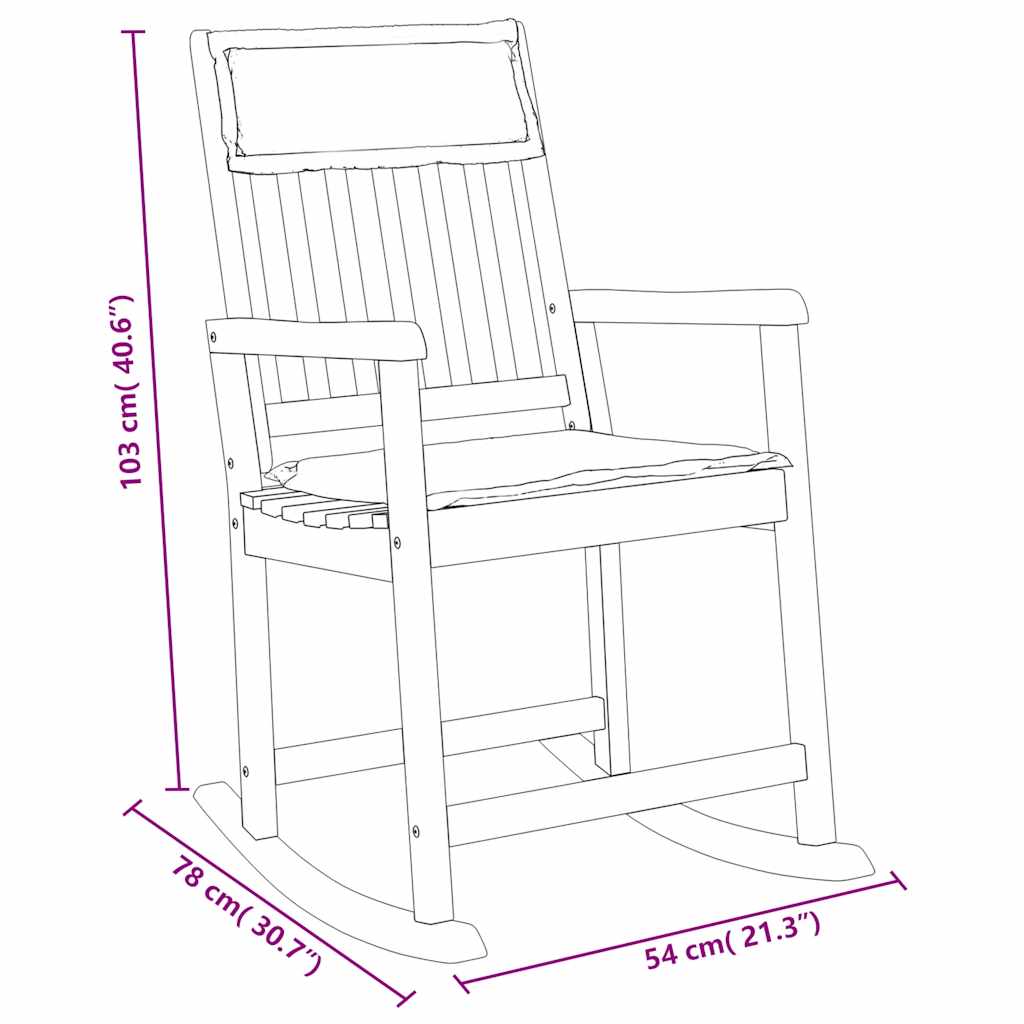 Schaukelstuhl mit Kissen Massivholz Akazie