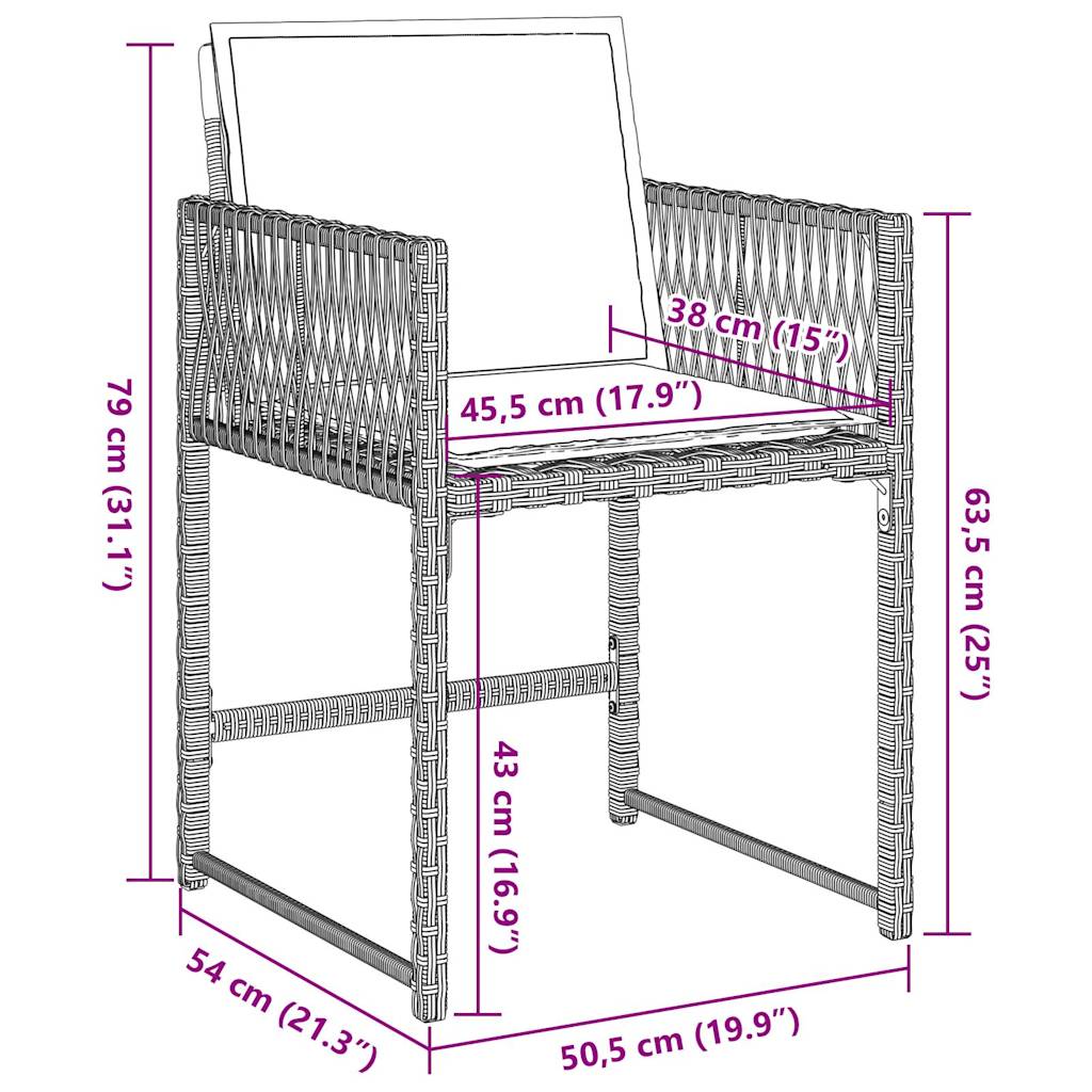Gartenstühle mit Kissen 4 Stk. Hellgrau Poly Rattan