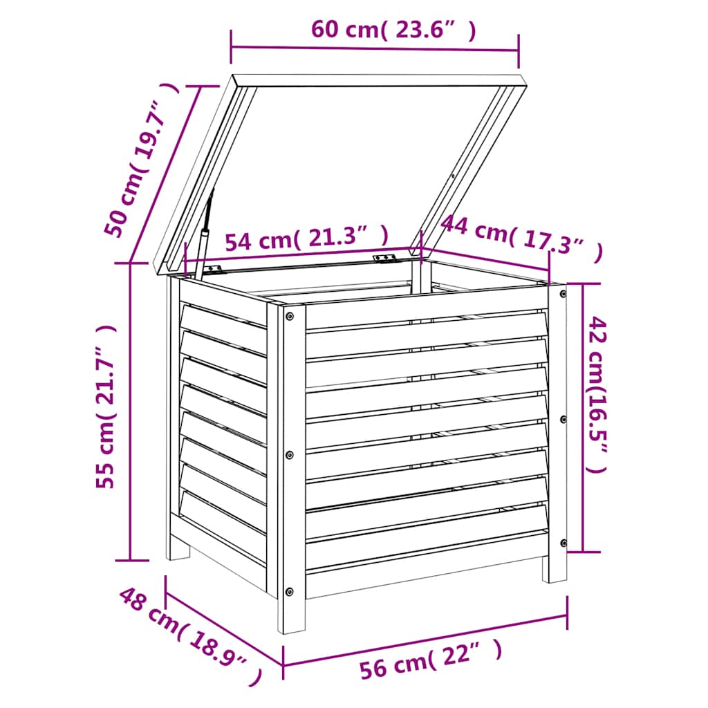 Gartenbox 60x50x55 cm Massivholz Eukalyptus