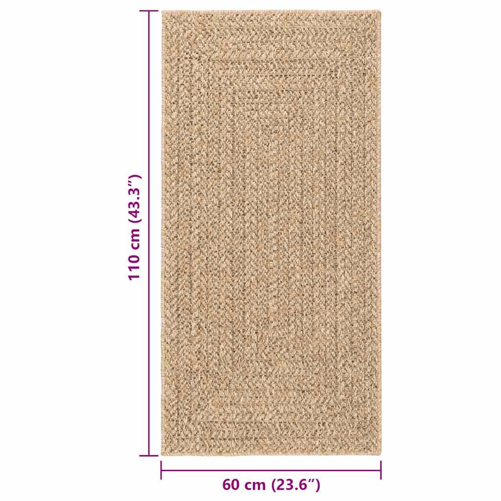Teppich ZIZUR Beige 60x110 cm Jute-Optik Indoor und Outdoor