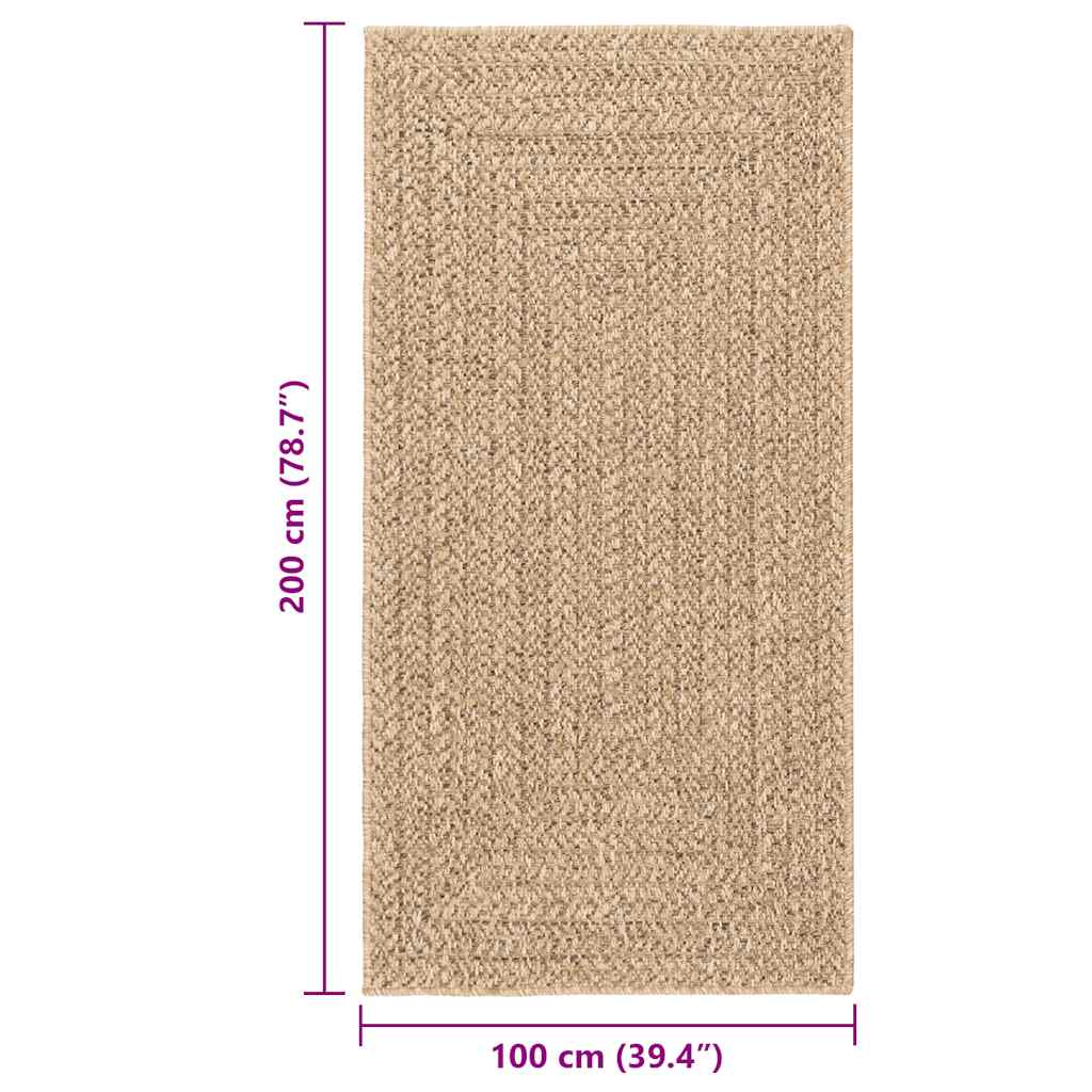 Teppich ZIZUR Beige 100x200 cm Jute-Optik Indoor und Outdoor