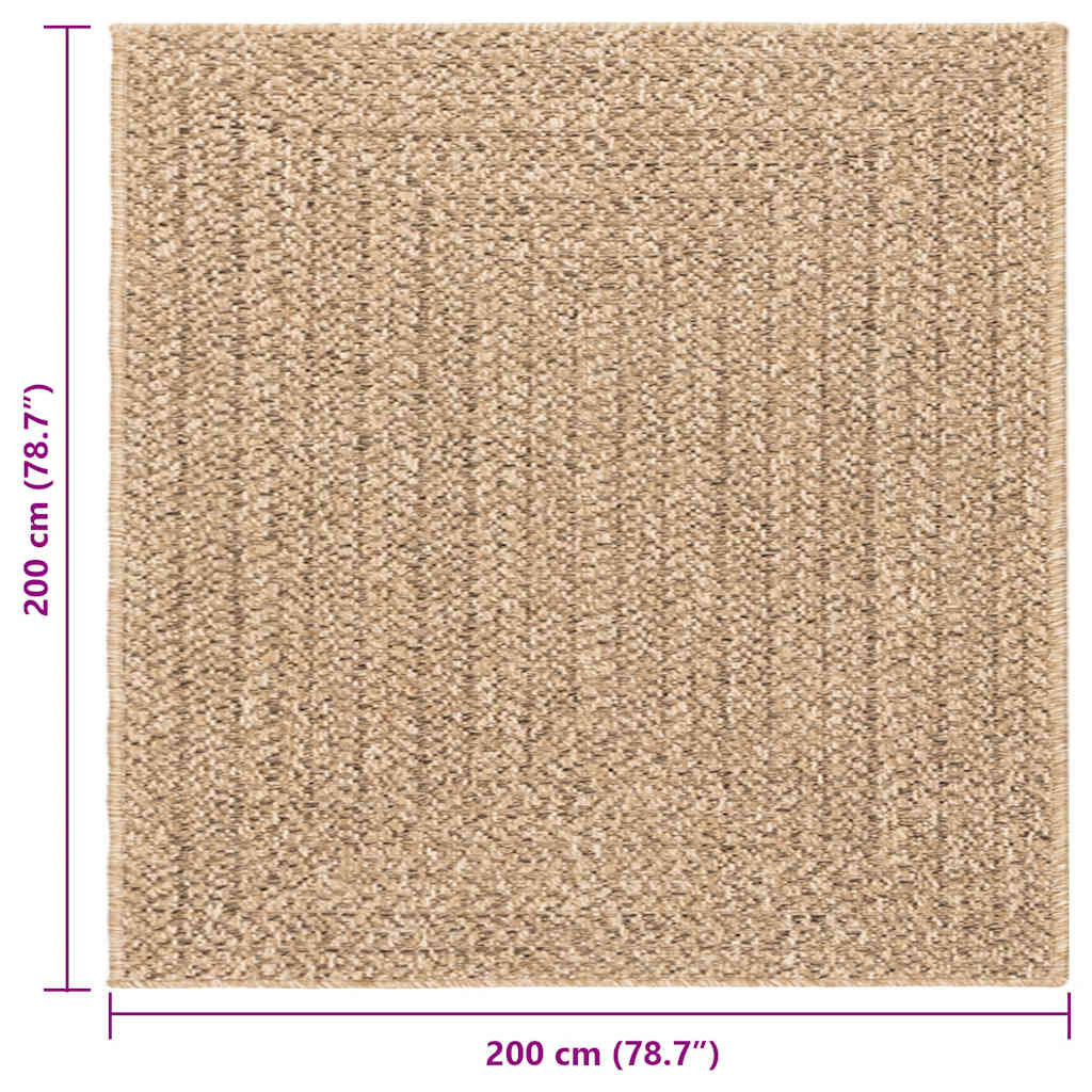 Teppich ZIZUR Beige 200x200 cm Jute-Optik Indoor und Outdoor