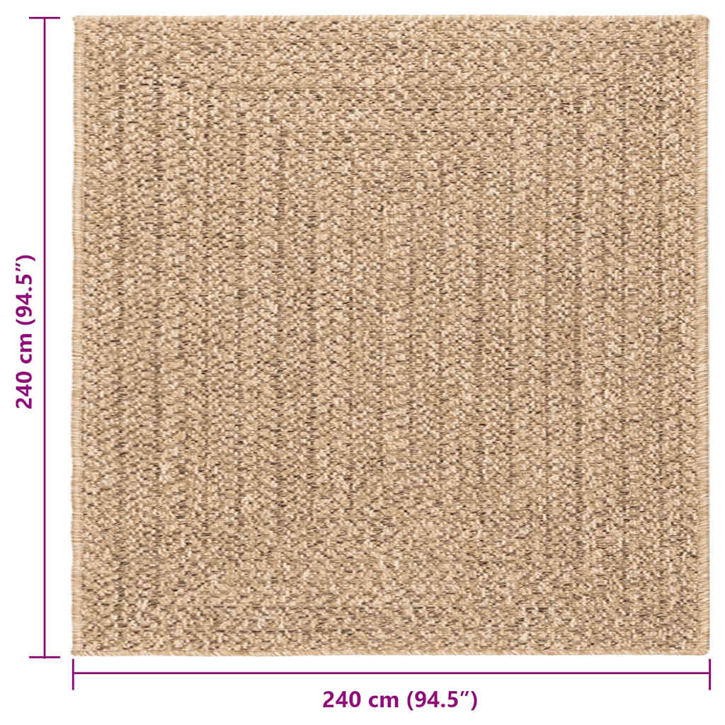 Teppich ZIZUR Beige 240x240 cm Jute-Optik Indoor und Outdoor