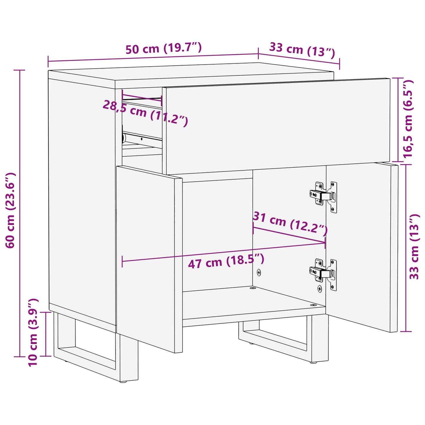 Bettkasten Braun 59 x 39 x 17 cm Massivholz Mango