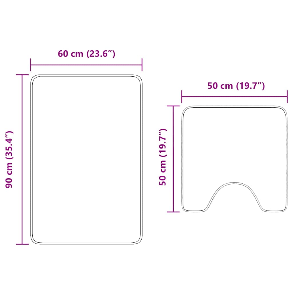 Anti-Rutsch Badematten-Set 2 pcs Grau PP