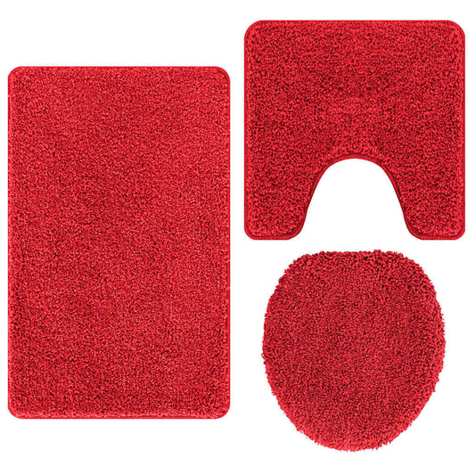 Anti-Rutsch Badematten-Set 3 pcs Rot PP