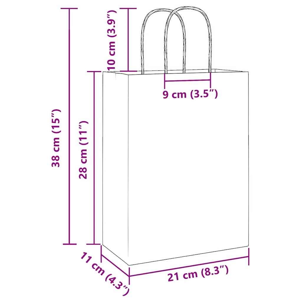 Papiertragetaschen 250 Stk. mit Henkeln Rosa 21x11x28 cm