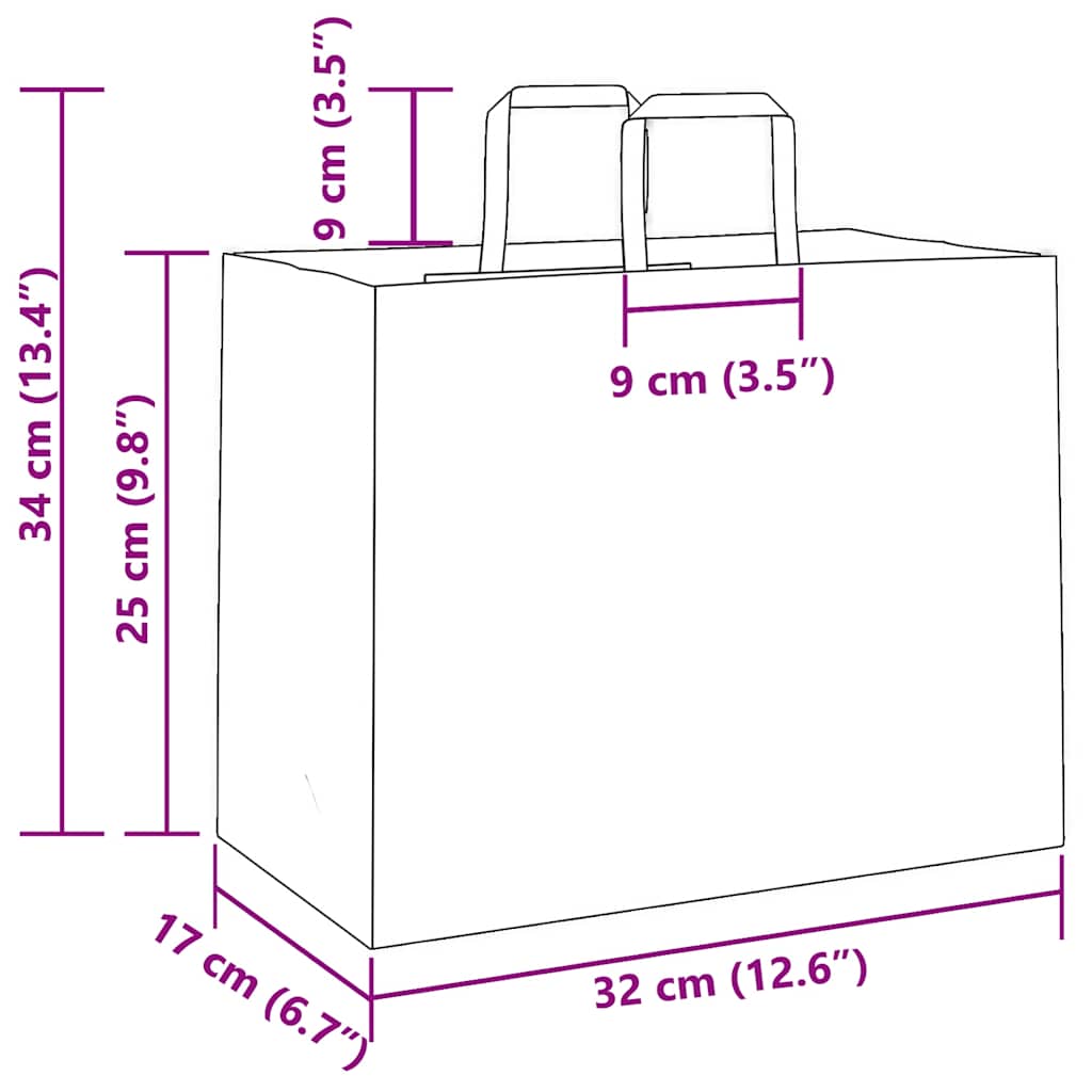 Papiertragetaschen 250 Stk. mit Henkeln Gelb 32x17x25 cm