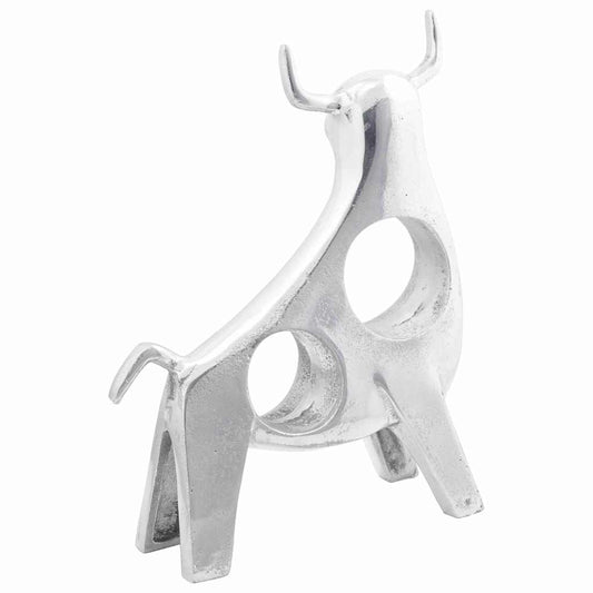 Stierskulptur Silber 22 x 9.5 x 34 cm Aluminium