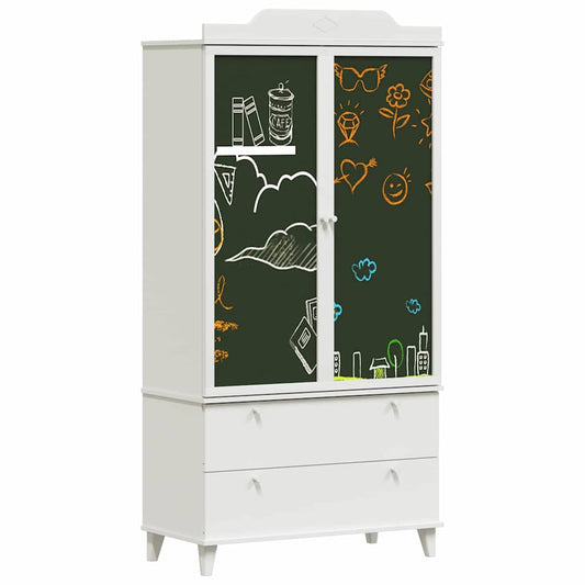 Kleiderschrank mit Tafel Weiß 90 x 45 x 180 cm Holzwerkstoff