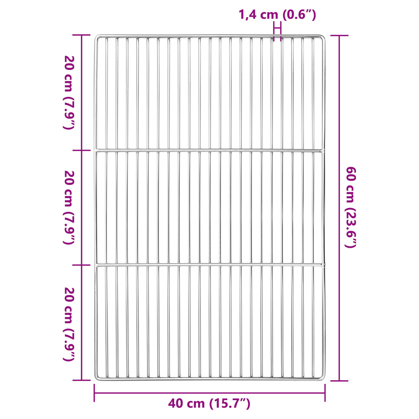 Grillrost Silber 60 x 40 cm Edelstahl