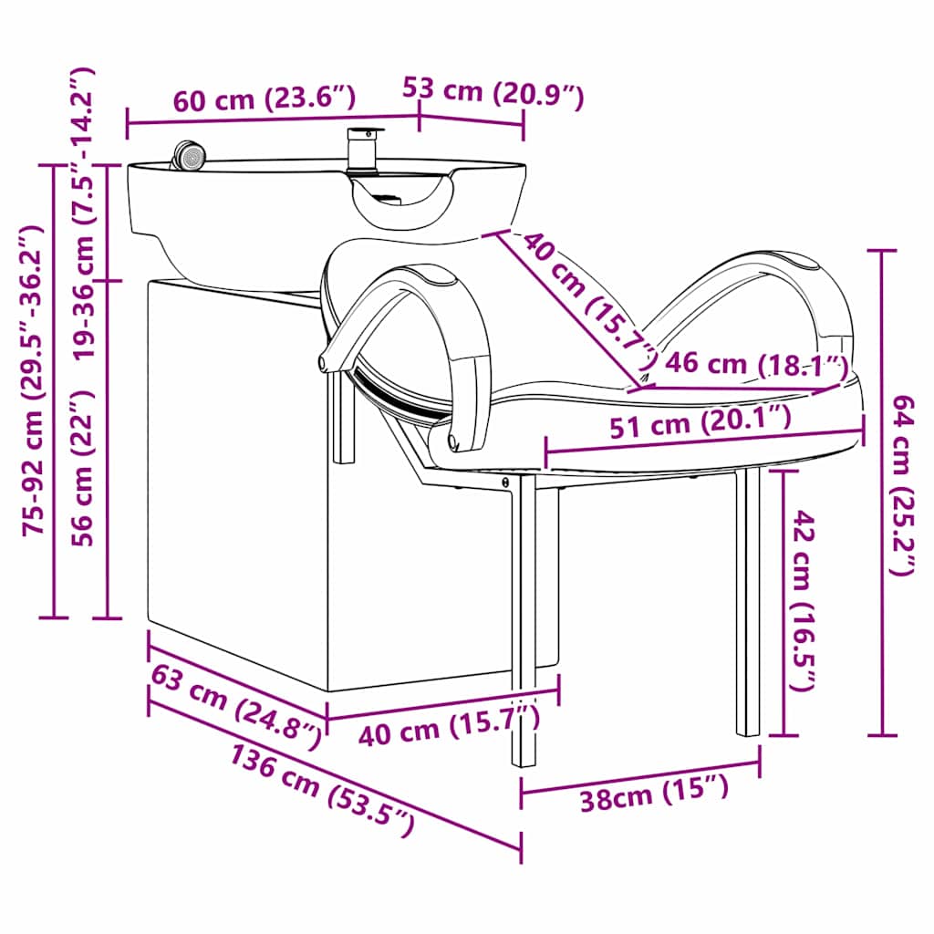 Shampoo Stuhl Schwarz 63 x 141 x 92 cm PVC