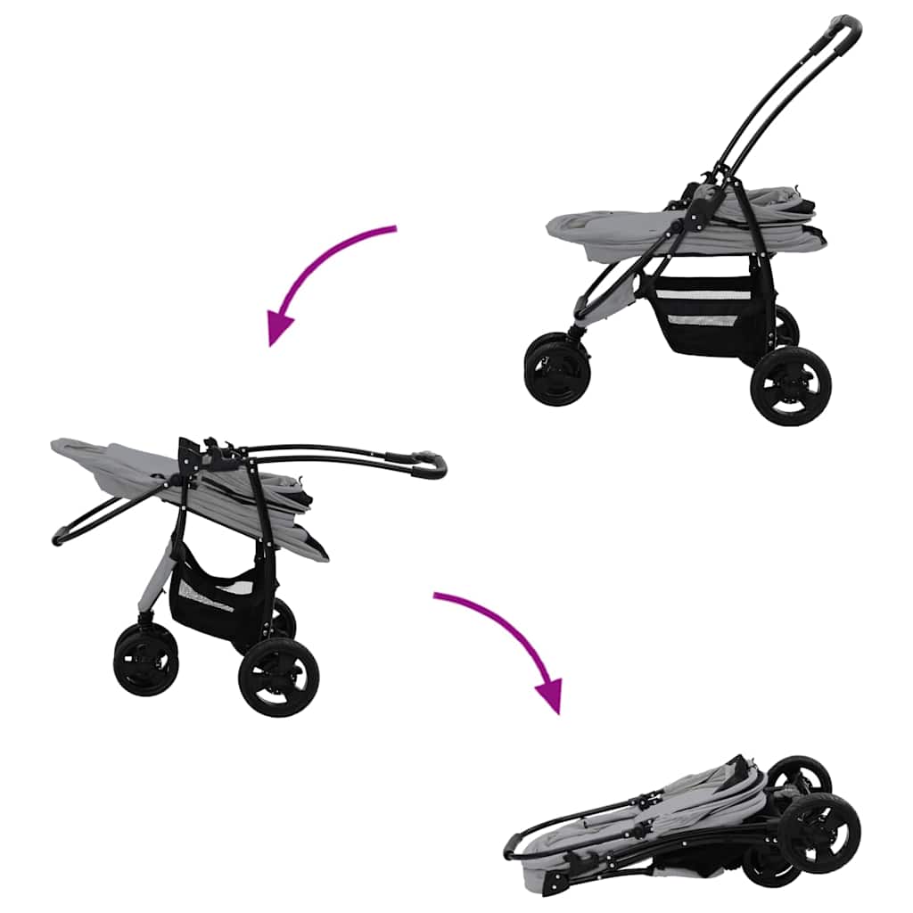 Faltbarer Haustierwagen Grau 78 x 54 x 101 cm 600D Oxford Stoff