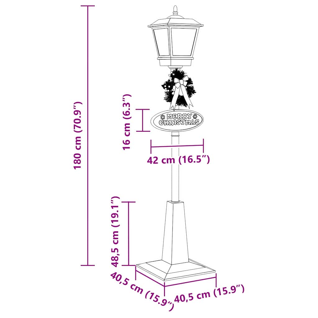 Weihnachtsstraßenlampe mit Laterne Rot 40,5x40,5x180cm