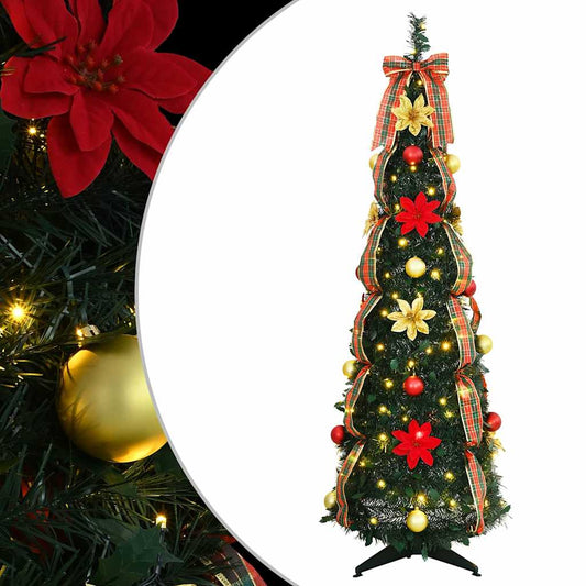 Künstlicher Weihnachtsbaum mit 100 LEDs Grün 150 cm PVC