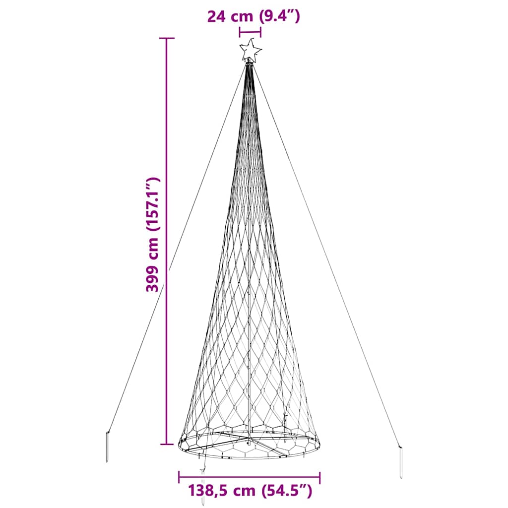 LED-Weihnachtsbaum Mehrfarbig 138,5 x 138,5 x 399 cm Metall