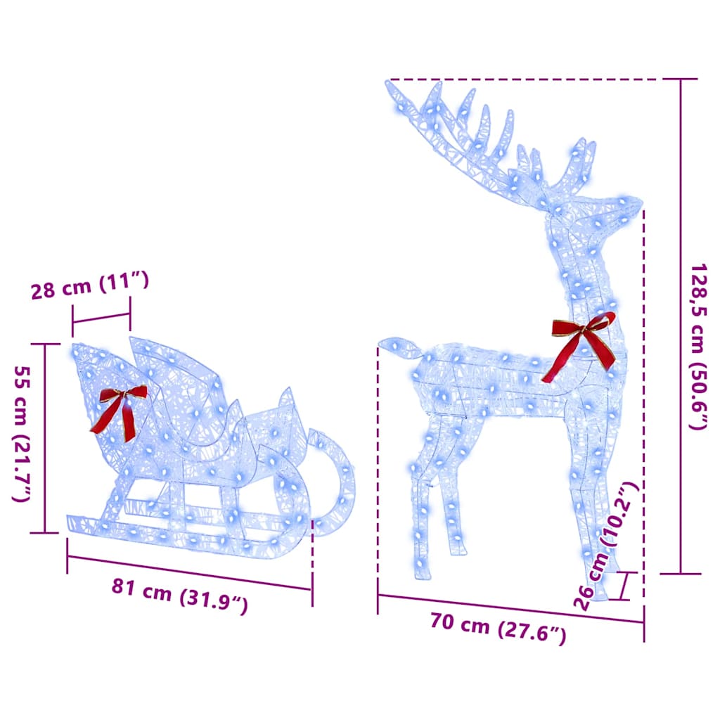 Rentier Zieh Schlitten Blau 70 x 26 x 128,5 cm Acryl