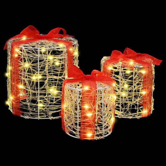 Geschenkbox Dekoration 3 pcs Warmweiß 20 x 20 x 21 cm Acryl