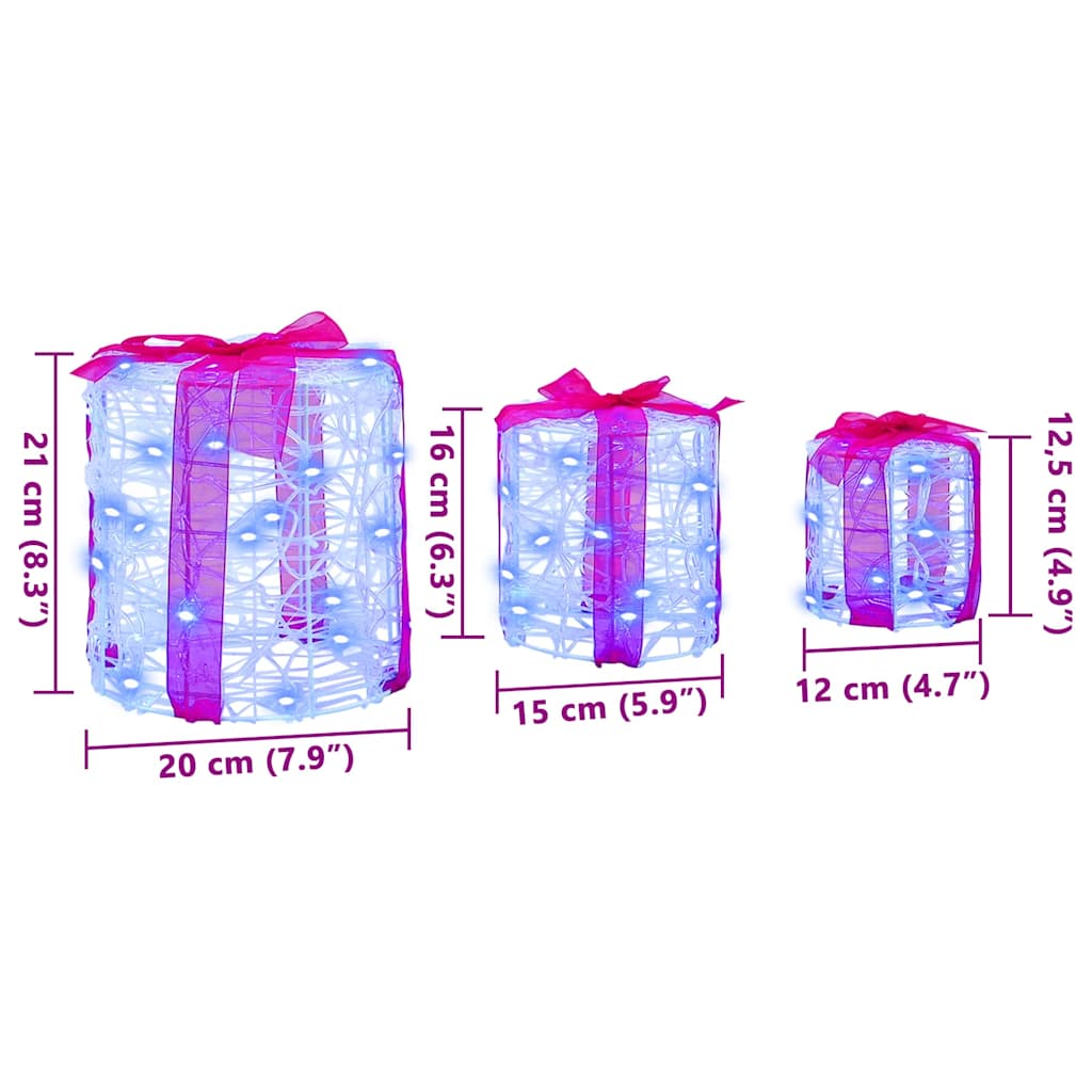 Geschenkbox Dekoration 3 pcs Blau 20 x 20 x 21 cm Acryl