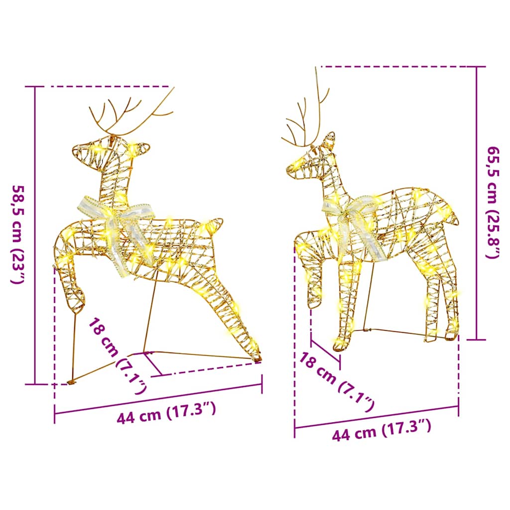 LED Rentiere mit 40 LEDs 2 pcs Warmes Weiß PET