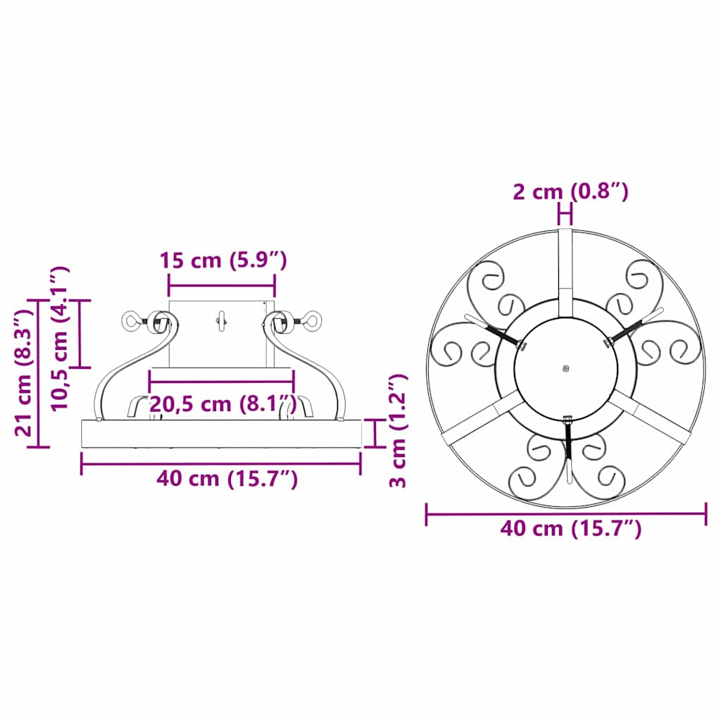 Weihnachtsbaumständer Schwarz 40 x 40 x 21 cm Stahl