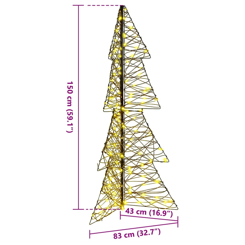 Weihnachtsbaum mit 160 LEDs Warmes Weiß 150 cm Rattan