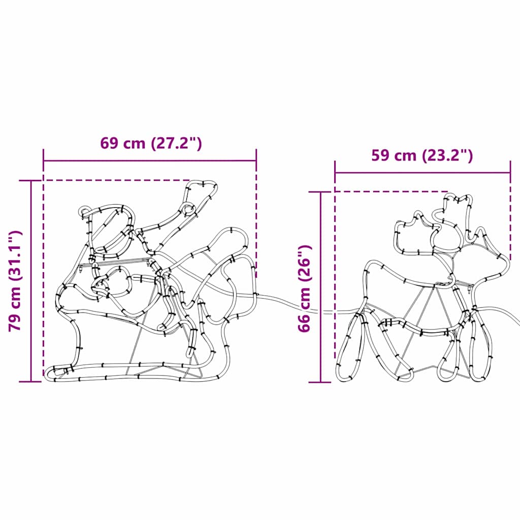 Weihnachtsdekoration mit 1224 LEDs Mehrfarbig 69 x 79 cm PVC