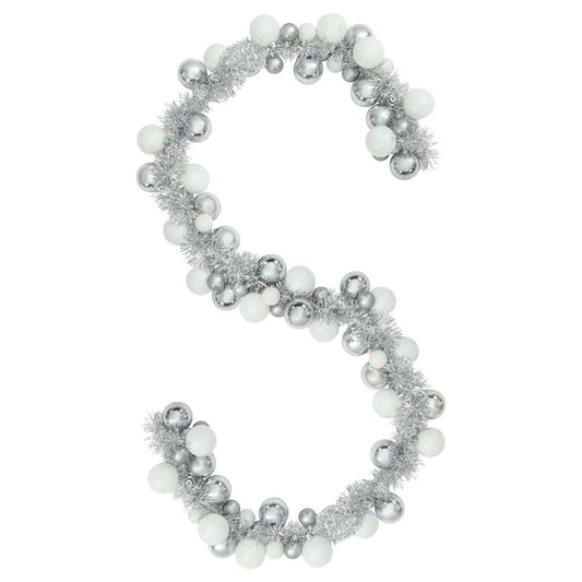 Weihnachtskugelgirlande Weiß und Silber 186 cm Polystyrol