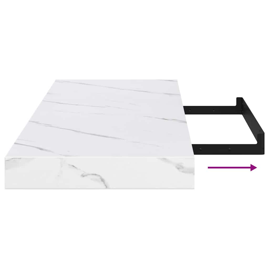 Wandregal 2 pcs Weiß Marmor 80 x 23,5 x 4 cm Holzwerkstoff