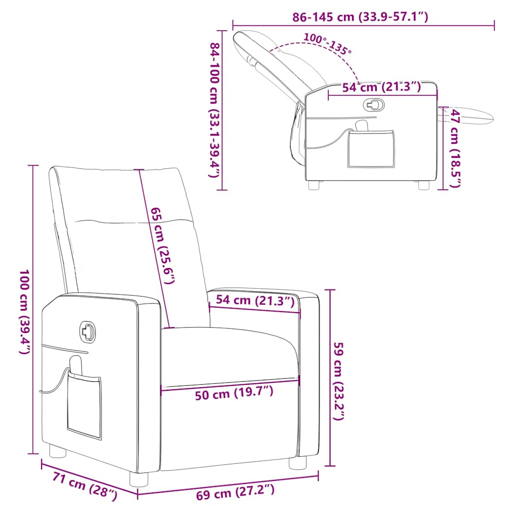 Massage Relaxsessel Dunkelgrau 69 x 86 x 100 cm Stoff