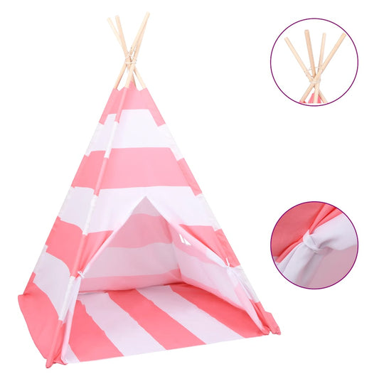 Kinder Tipi-Zelt Tasche Pfirsichhaut Gestreift 120x120x150 cm