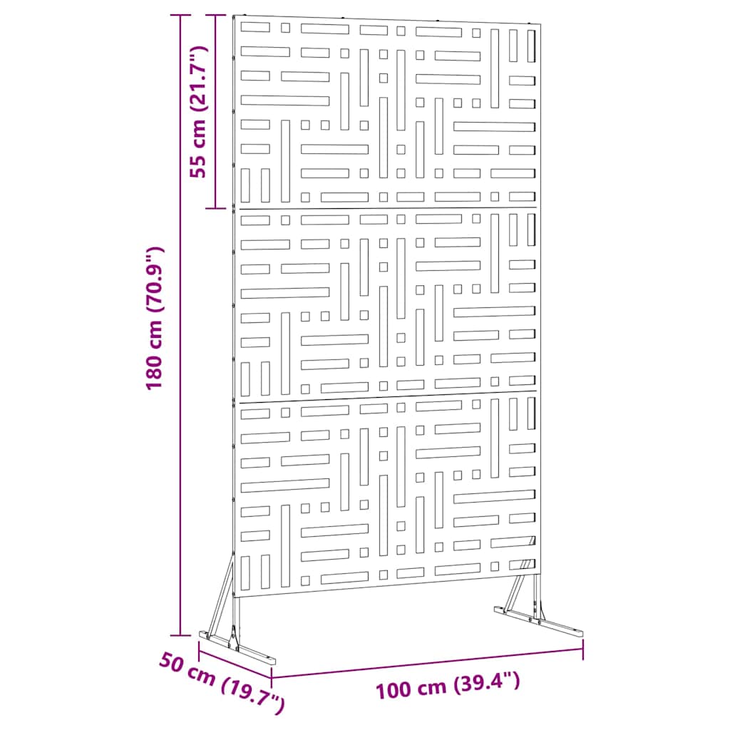Sichtschutz Anthrazit 100 x 50 x 180 cm Stahl