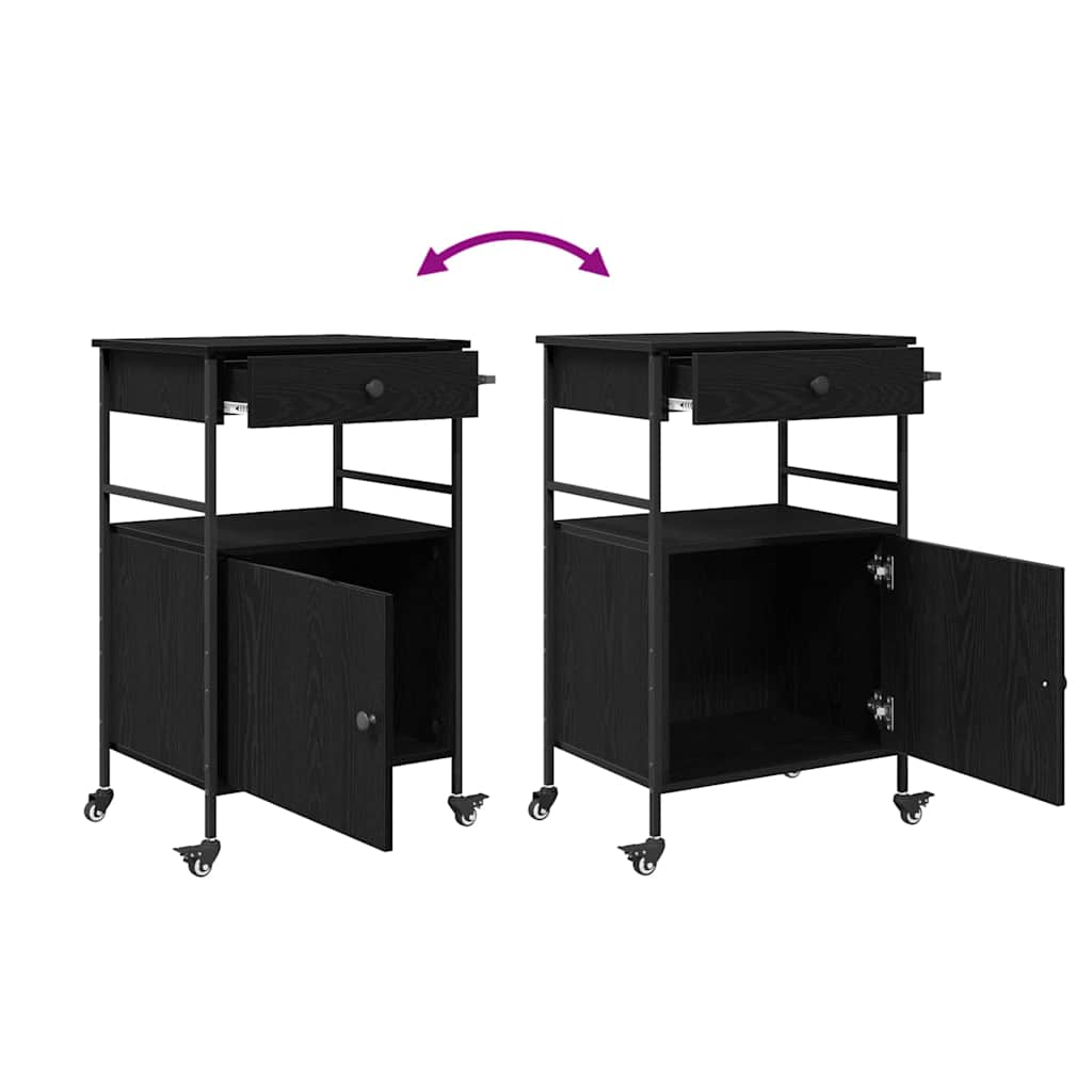 Küchentrolley Schwarz Eichen-Optik 56 x 43 x 89,5 cm