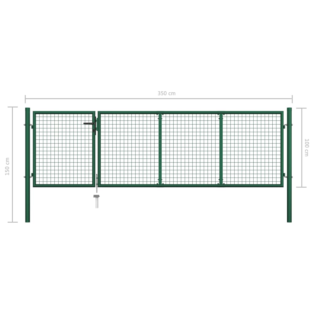 Gartentor aus Stahl 350 x 100 cm Grün