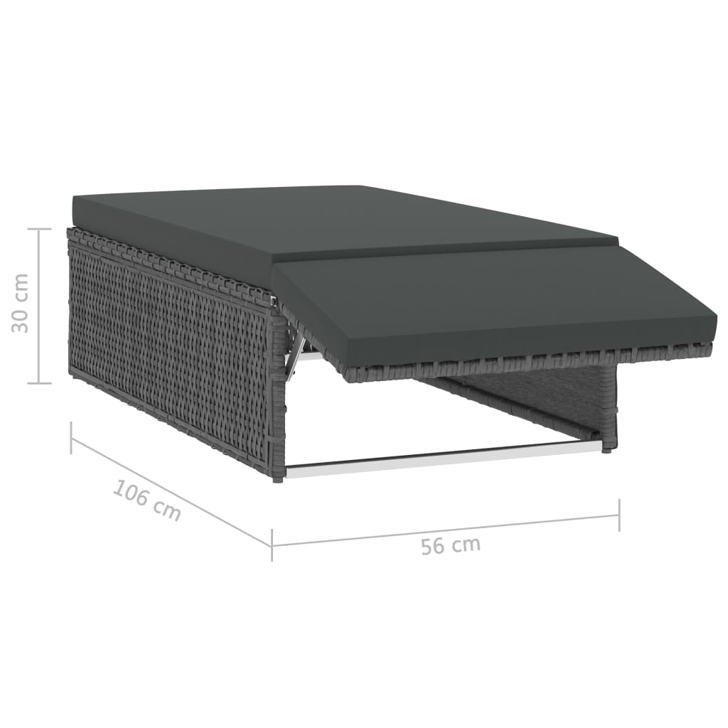 2-tlg. Garten-Lounge-Set mit Kissen Poly Rattan Grau