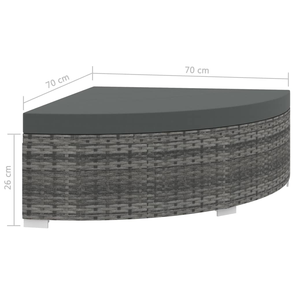 6-tlg. Garten-Lounge-Set mit Kissen Poly Rattan Grau