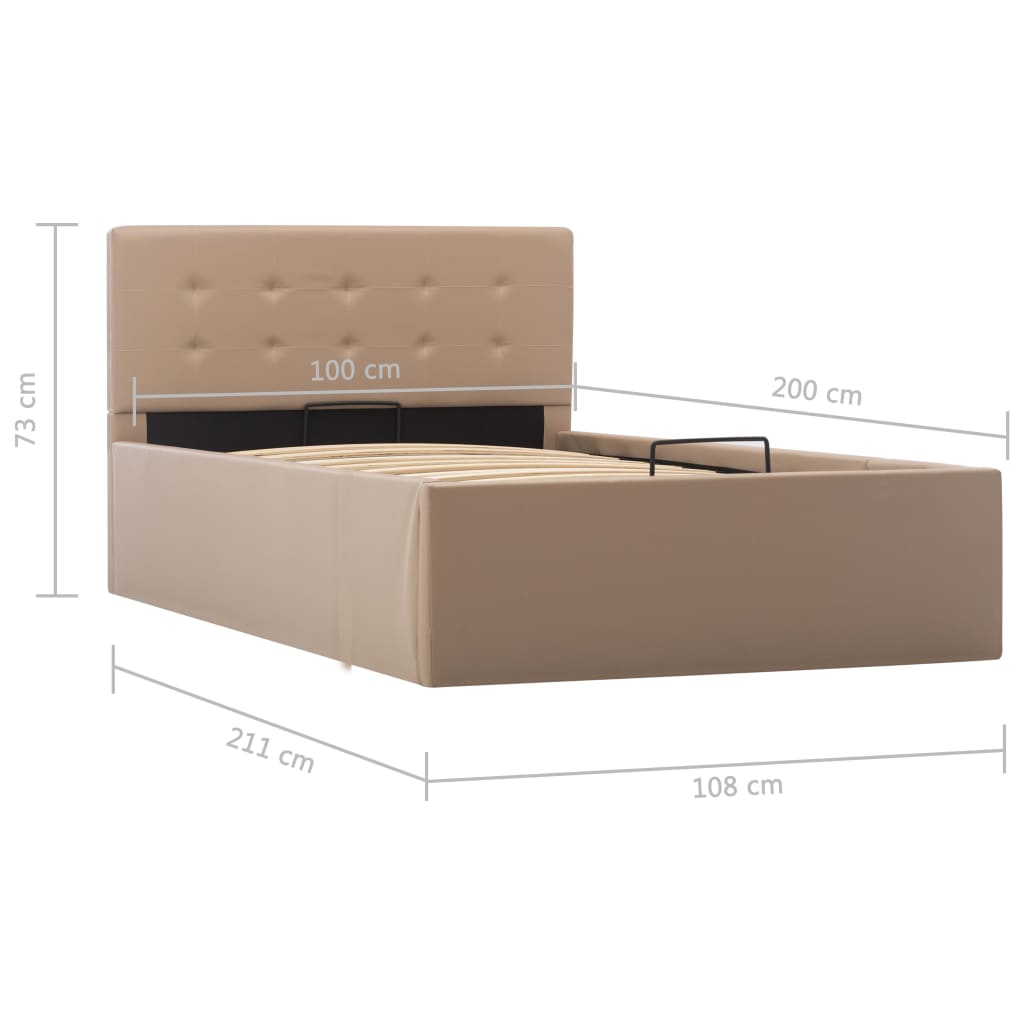 Stauraumbett Hydraulisch Cappuccino-Braun Kunstleder 100×200 cm