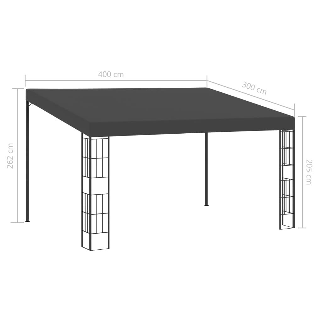 Wand-Pavillon 3x4 m Anthrazit Stoff