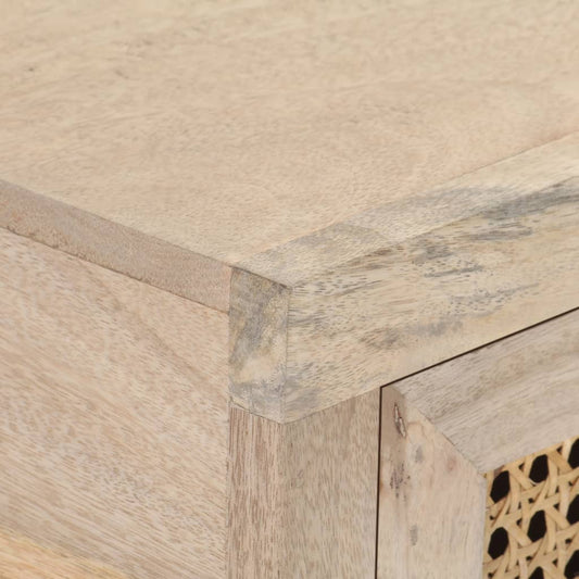 Konsolentisch 100x35x76 cm Mango Massivholz und Rohrgeflecht