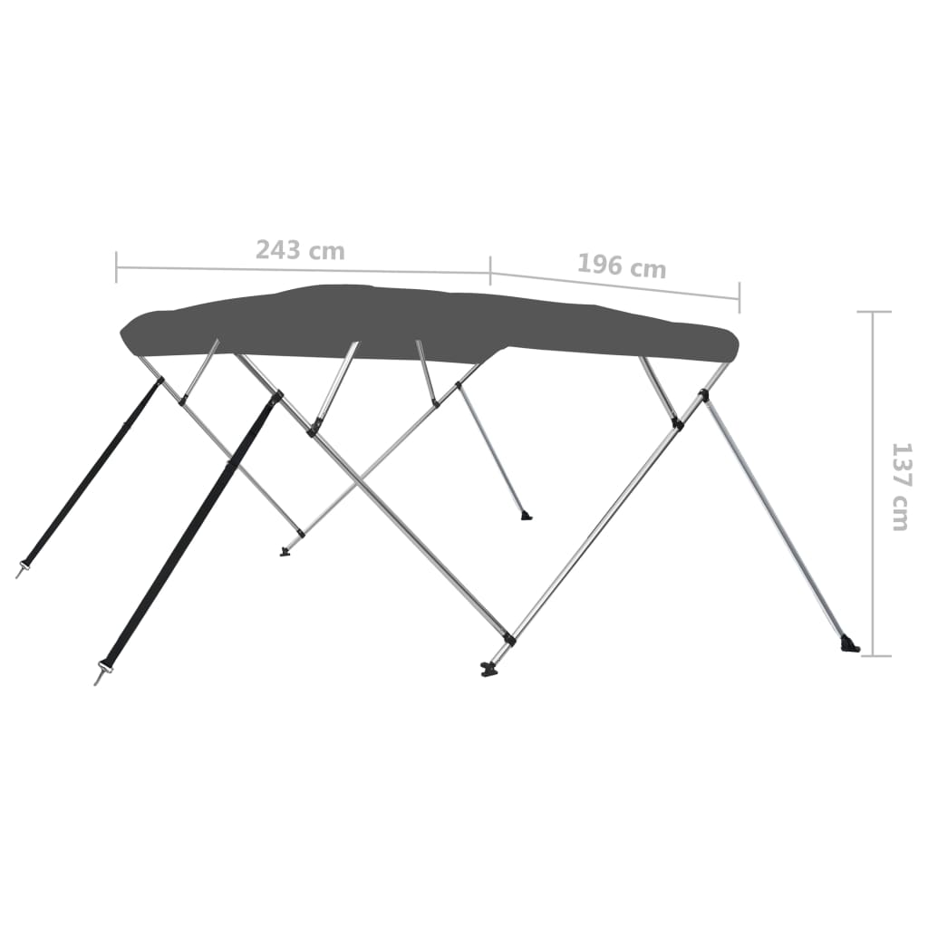 4-Bow Bimini Top Anthrazit 243x196x137 cm